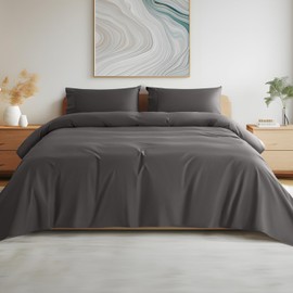SONORO KATE 100% Egyptian Cotton Sheets - 800 Thread Count, Luxury Hotel Sateen Weave Sheets, Cooling, Soft & Breathable Bed Sheets Set, Fits 16" Deep Pocket - 4 PC (Dark Grey,King)