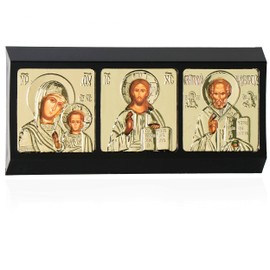 NKlaus Icon Car Triptych GM of Kazan - Jesus - Saint Nicholas - Christian 11329