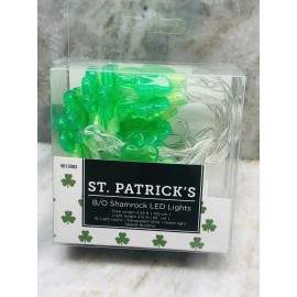 Greenbrier St. Patrick’s Shamrock Battery Operated LED Light Strings 10 Lights 4.5 Ft