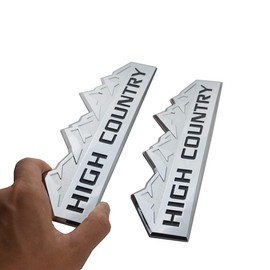 2X High Country Emblem Fender Tailgate Badge Strong Adhesive Fit for 1500hd 2500hd 3500 hd (Silver Black)