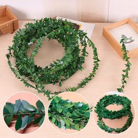 7.5 M 295 inch Garland Foliage Green Leaves Artificial Wreath Fake Vine for Wedding Party Wall Crafts Home Decor (Green)