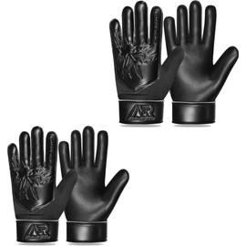 Arsh Sports 2Pack Goalkeeper Gloves for Kids, Youth and Adult Football Soccer Goalie Gloves with 4-mm Latex Spine & Double Wrist Protection (Jet Black, Size 5 Suitable for 9 to 12 Years Old)