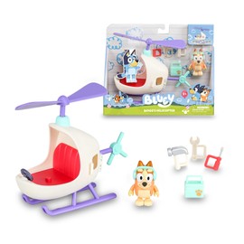 Bluey - Bingo Helicopter, Blue Dog Vehicle, Helicopter with Accessories for Flying, Bingo Figure with Accessories, Figure and Vehicle from the Children's Series Famosa (BLY62200)