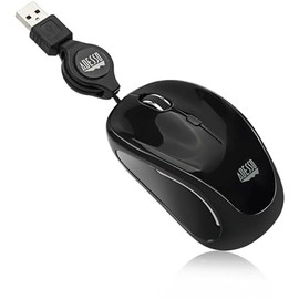 Adesso Ergonomic iMouse S8 - Retractable Optical USB Mouse (Black)