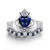 Finemall Women Fashion Jewelry 925 Sterling Silver Blue Sapphire Claddagh