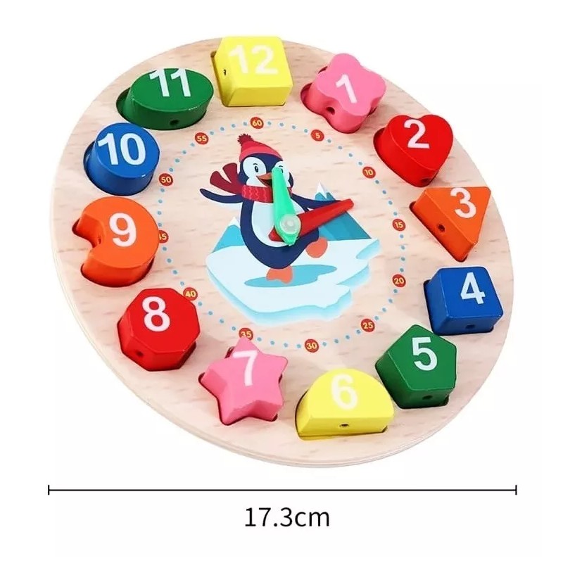 IDECOR Reloj Didáctico Madera Con Números Educativo