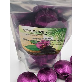 Spa Pure Eucalyptus & Lavender Aromatherapy: Shower Bombs USA Made with 100% Natural/Organic Essential Oils - Transform Your Shower (8 Count) Pack of 1