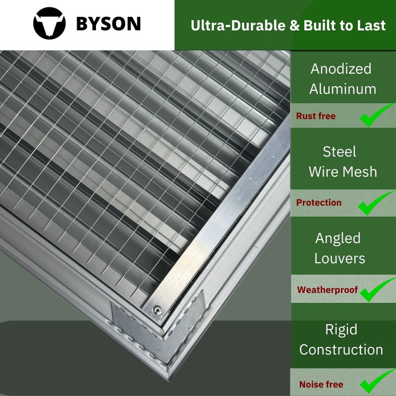 Byson 18"x18" Aluminum Gable Vent - Anodized Aluminum Louvered Vent