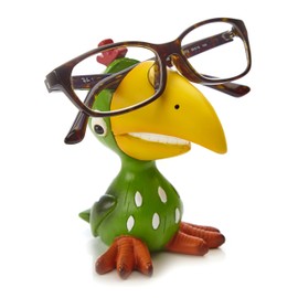 By Bers Glasses Holder Die _Vogel-Design Hand-Painted Animal Real Funny Polyresin for Fun and Young at Heart Gift, Toucan Green