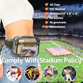 Veckle Clear Fanny Pack - Stadium Approved Clear Belt Bag for Women Large Transparent Waist Bag Crossbody with Adjustable Strap for Sports Events, Concerts, Green