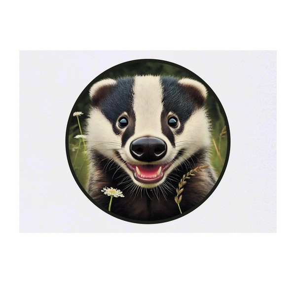 'Smiling Badger Cub' Temporary Tattoo - Water Resistant, Skin-Safe, Non-Toxic