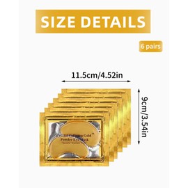 BPTRKOM 6 Pairs of Eye Patches, Eye Pads Against Dark Circles, Eye Pads Against Wrinkles, Against Bags and Wrinkles, for Eye Care, Anti-Wrinkles, Remove Dark Circles (Gold)