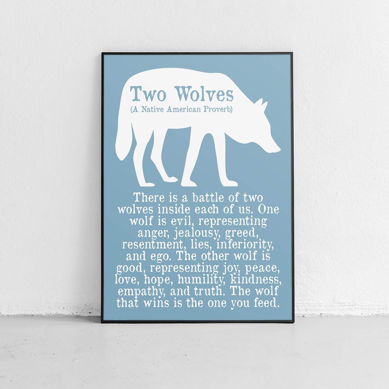 The wolf you feed silhouette poster or print unframed