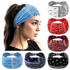 YARIEW Boho Headbands for Women Wide Bandana Headbands Stretch Knotted Headband Elastic Head Bands Women's Hair Band Non-Slip Yoga Workout Head Wraps Hair Accessories for Women