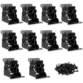 DIKNAAM 10 PCS 2.68 x 2.48 x 2-1/8 Inch Foldable Support Bracket, Lock Extension Support with Screws, Folding Brackets for Table Leg, Bed Leg, Workbench
