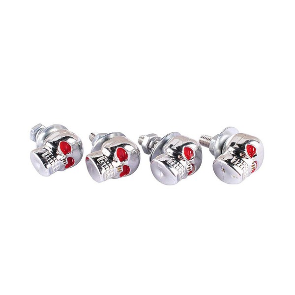 4Pcs 3D Skeleton Screw Stainless Steel Plastic Motorcycle License Plate