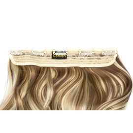 BOMBSHELL HAIR EXTENSIONS 180g 24" 5 Clips Flicky One Piece Half Head Clip On Hair Extensions Wig(M23 HIGHLIGHTS BROWN WITH BLONDE)