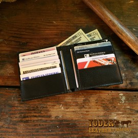 Yoder Leather Company Brown Shark Skin Hipster Bifold Jumbo Wallet (12 Card Slots)  - Amish Hand Made