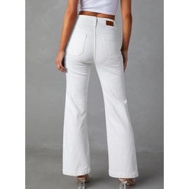 Sidefeel Women's White Jeans Spring Outfits Wide Leg Jeans Woman High Waisted Summer Denim Pants White Size 10