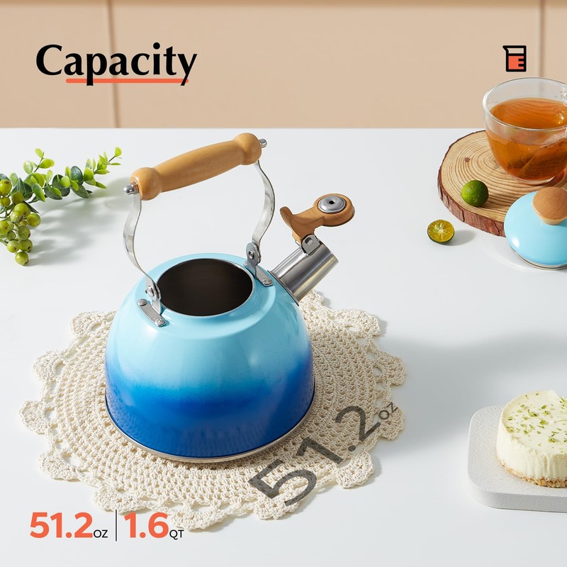 ROCKURWOK Tea Kettle, Tea Pot with Cool Touch Ergonomic Handle,