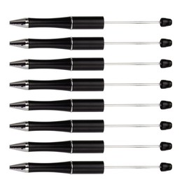 Beadthoven 20pcs Plastic Beadable Pen, Bead Ballpoint Pen Shaft Black Ink Bead Pens for DIY Pen Decorations Supplies Office School (Black)