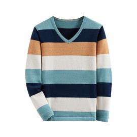 BASADINA Boys Jumpers Kids Knitwear Christmas Sweatshirt Striped Sweater Long Sleeve Pullover Kids Warm Clothes for Autumn and Winter 4-14 Years