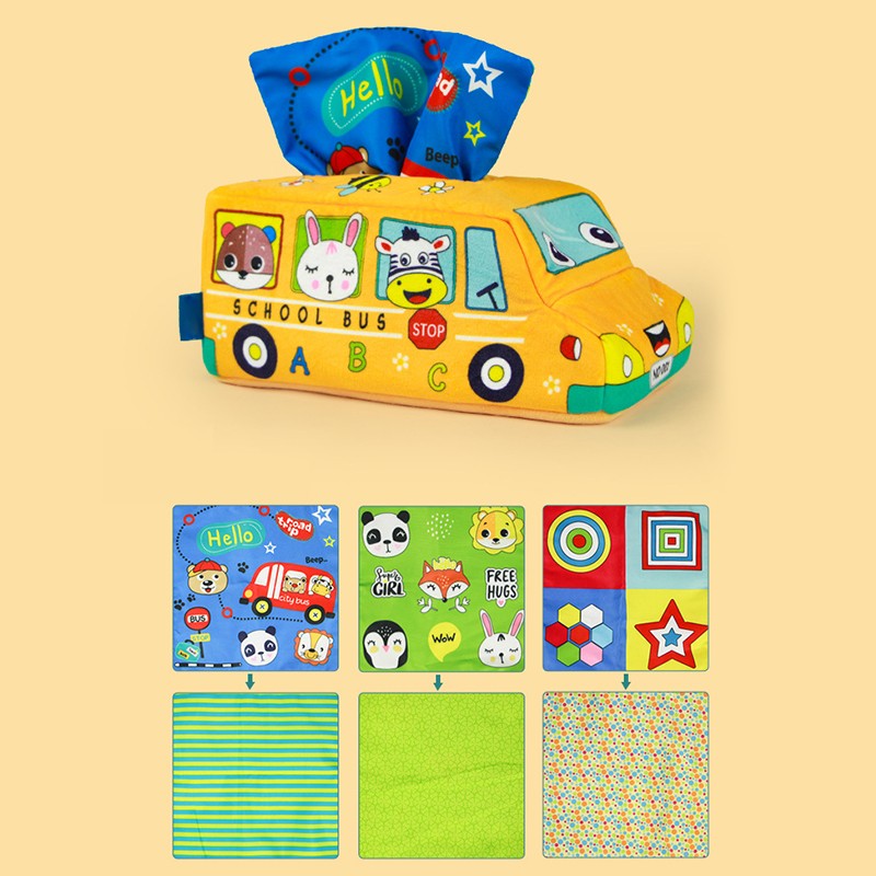 Baby Tissue Box Toy Plush Simulation Learning Finger Exercise Sensory