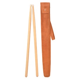 Genuine leather drumstick pouch with a button stud closure, gift for drummer, leather drum stick holder for musician (Pouch, Light Brown)