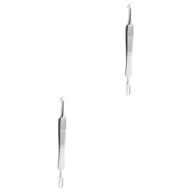 Baluue 6pcs Double-head Blackhead Tweezers Comedone Extractor Kit Stainless Pimple Remover Tool