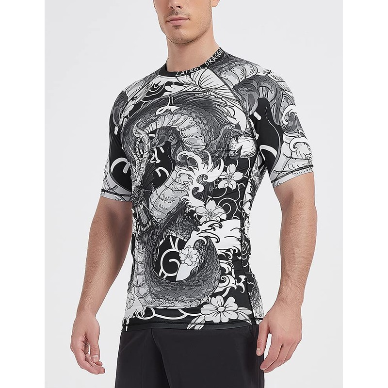 LAFROI CLY08D Men's Short-Sleeved Compression Shirt UPF 50+ Rash Guard,