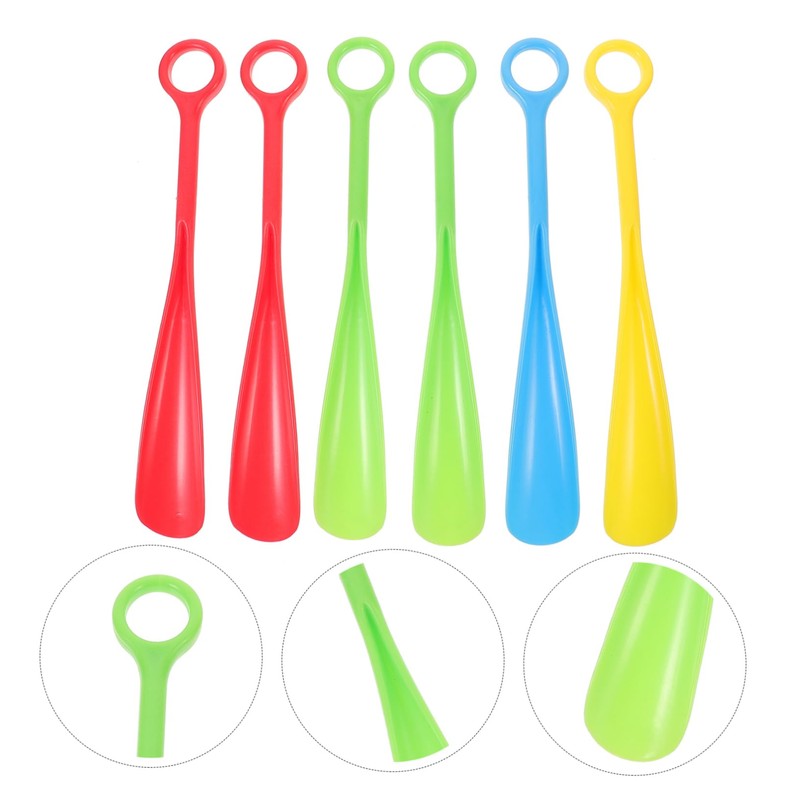 Baluue 6pcs Long Handle Shoe Horns Comfortable Grip Shoehorns for