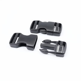 BAIWOAK 25mm Side Buckles 25mm Wide 2 Pack Double Adjustable No Sewing Plastic Clips Durable Backpack Buckle Replacement, black