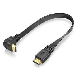 URWOOW Flat Slim High Speed HDMI Male to Male Extension Cable 90 Degree Down Angle (1 Feet) Adapter Converter Cable