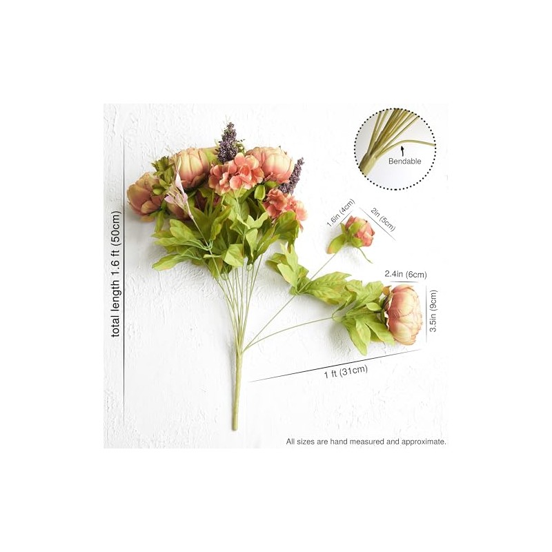 FiveSeasonStuff - Flores Artificiales Peonías de Seda y hortensias para