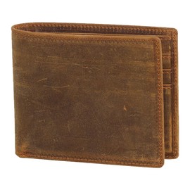 RIGHTHING Genuine Leather Wallet - RFID Blocking Wallets Bifold Purse Large Capacity for Men with ID Window(2026-D.Brown)