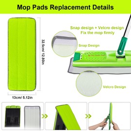 13" X 5" Microfiber Mop Pads Replacement Compatible with Libman,JOYMOOP Flat Mop or Mop Bucket Set, Washable & Reusable Microfiber Floor Cleaning Pads Head Refills for All 13" X 5" Flat Floor Mop