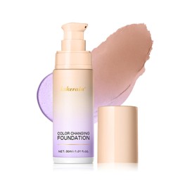 SIYDYRIT Colour Changing Foundation With Centella, CC Red Correction Cream, Color Correcting Formula for Blemishes, Red Skin, & Acne Marks, Liquid Foundation for Women-Purple