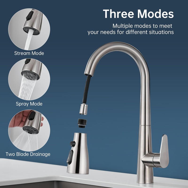 Kitchen Faucet Head Replacement,3 Modes Faucet Spray Head With 11