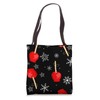 christmas red candy apples black Tote Bag