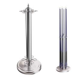 GSE Games & Sports Expert Stand-Style Metal Billiard Pool Cue Rack Only, Holds 6 Pool Sticks, Floor Stand Billiard Cue Rack (Brushed Nickel)