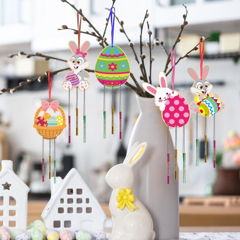 HAKOTOM Pack of 10 Easter Wind Chimes Craft Set Children