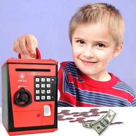 LIKE Mini ATM Savings Bank, Electronic Voice Piggy Bank, Kids Safe Box - Red