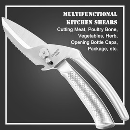 SLEMOON Heavy Duty Kitchen Shears for Food,All Stainless Steel Super Sharp Poultry Shears,All Purpose Kitchen Scissors Cutting Chicken Bone,Meat,Herb,Salad Scissor Cutter.