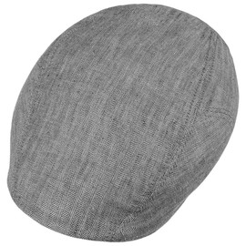 Stetson Herringbone Linen Flat Cap Peaked Cap Men's - Linen Cap with UV Protection 40 - Men's Cap Made in EU - Hat with Cotton Lining - Flat Cap Spring/Summer - Flat Cap, gray