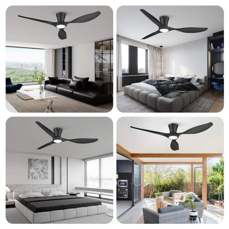 TALOYA Ceiling Fans with Lights,52 inch Modern Low Profile Ceiling