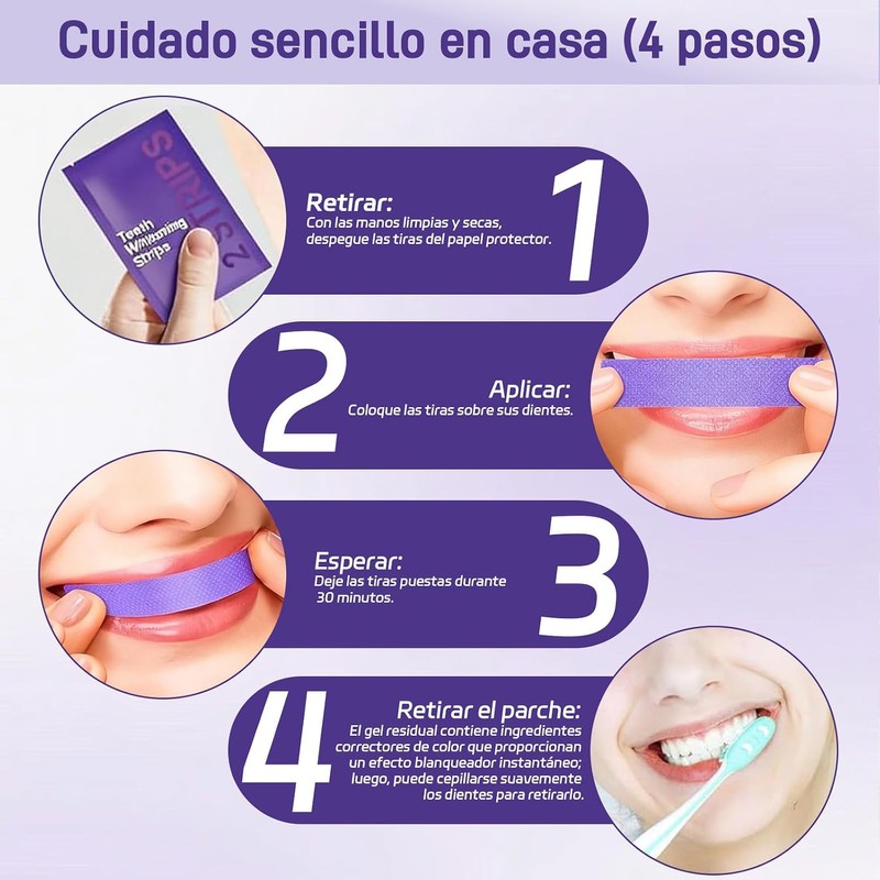 Purple Teeth Whitening Strips,2026 New Tiras Blanqueadoras de Dientes,1 box