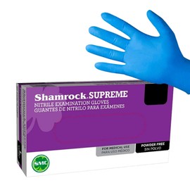 Shamrock Nitrile Examination Gloves, Blue Disposable, Latex Free, Powder Free, Safe for Food Handling, Size Large, 30353