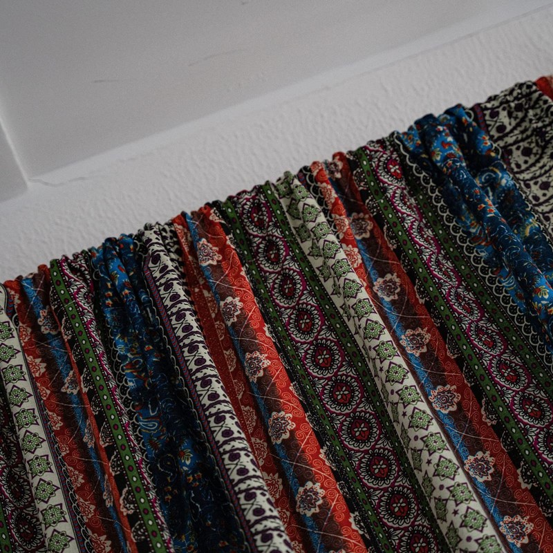 USTIDE 1 Panel Bohemian Geometric Curtain Rustic Ethnic Stripe Curtain
