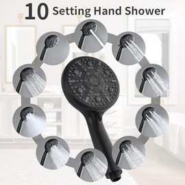 2 Handles Tub Shower Faucet Set with 10 Spray Handheld Shower Matte Black Shower System with Tub Spout Single Handle 4.7 Inch Shower Handheld Shower Fixtures Tub and Shower Trim Kit