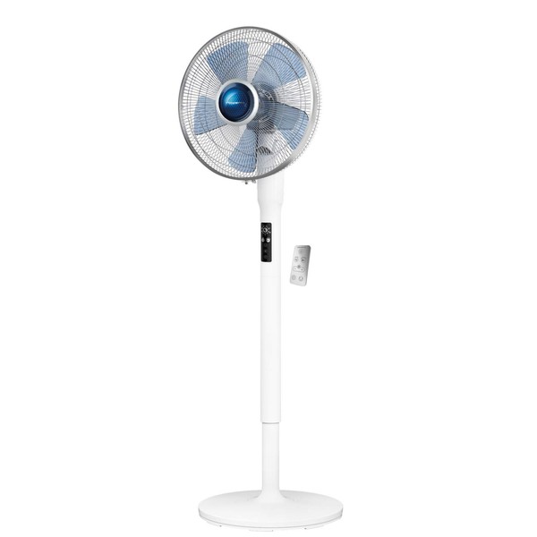 Rowenta Turbo Silence Standing Floor Fan with Remote 53 Inches Ultra Quiet Fan Oscillating, Portable, 5 Speeds, Indoor, Refresh Up to 23-Feet VU5870,White, Medium